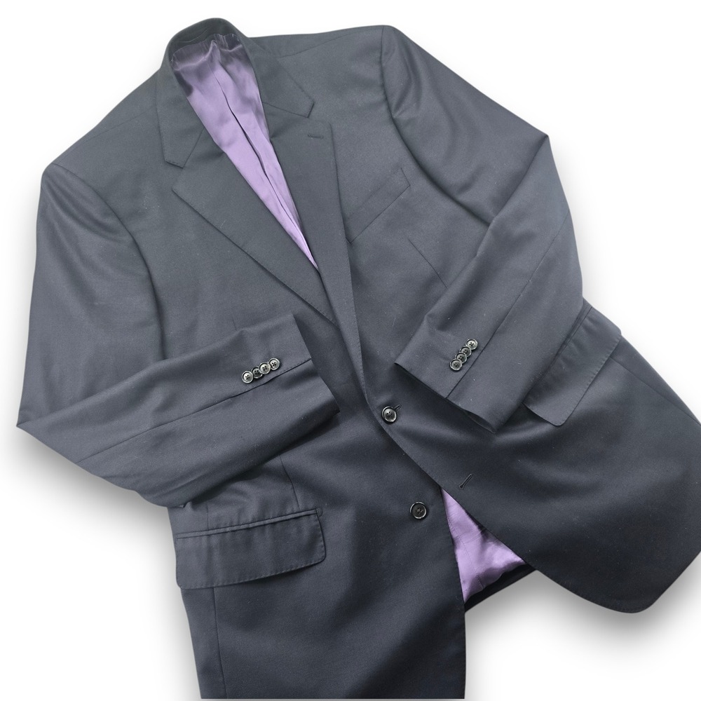Aristo Eighteen Arlington Mens 44L Navy Blue 100% Wool 2 Button Blazer Jacket